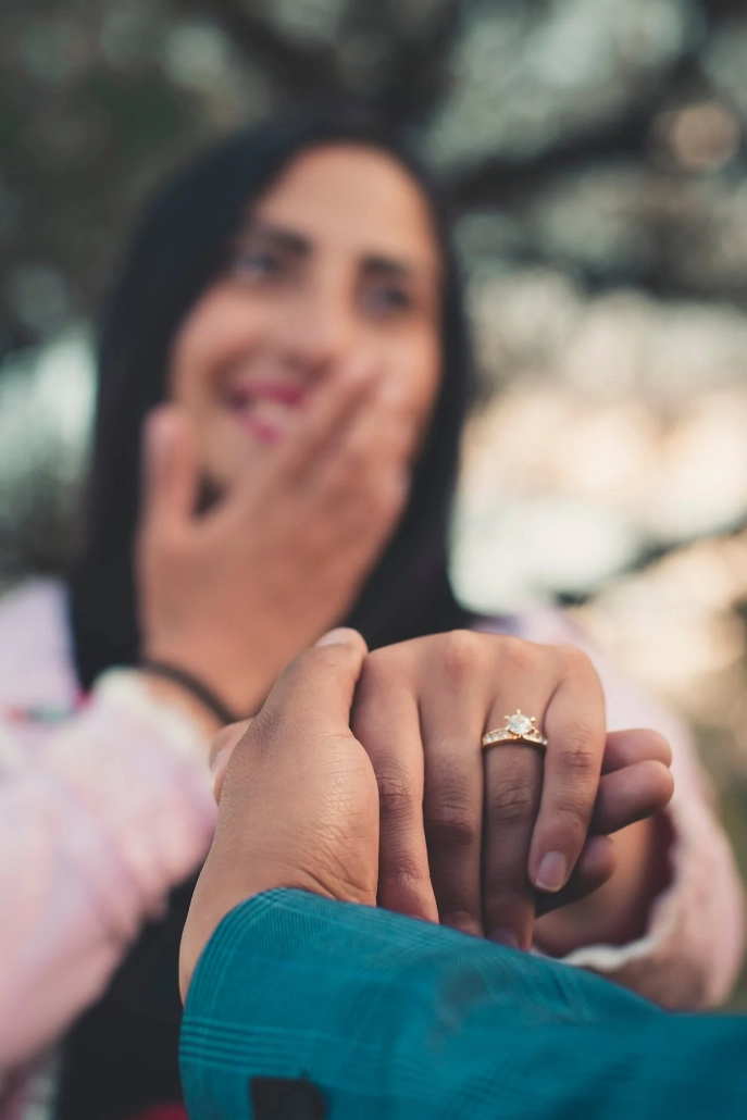 Diamond Insurance - Man proposing to new wife with Gold & Diamond Ring